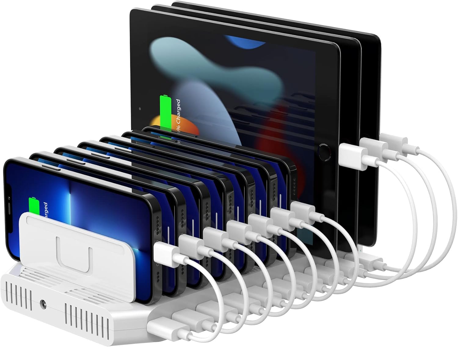 10 Port Multi Charging station with USB-C Cords